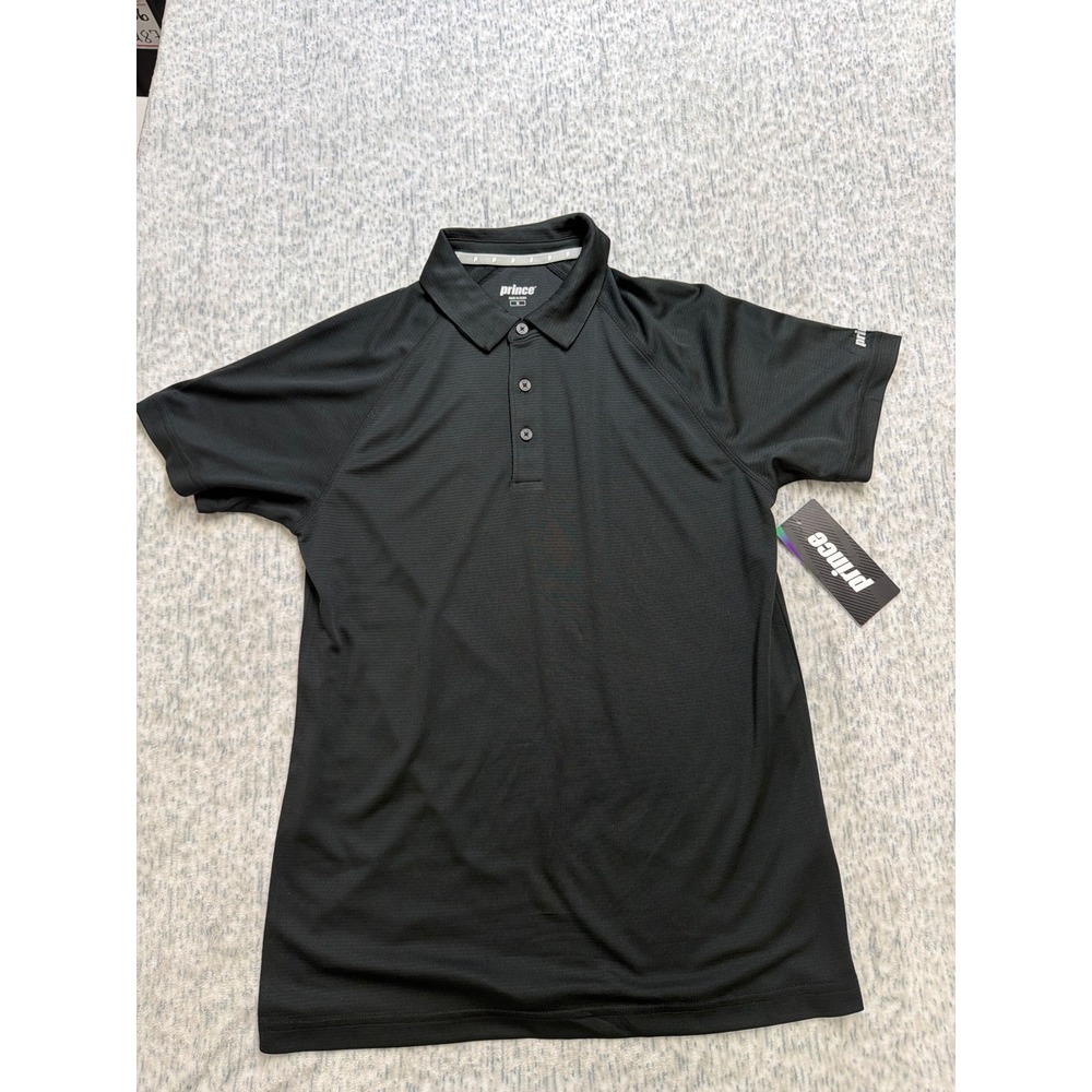 Prince Mens‎ Match Polo 2.0 Raglan Athletic Shirt Black MPT11022R Small NWT